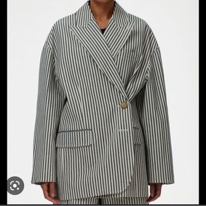 Tibi railroad denim Liam blazer, M